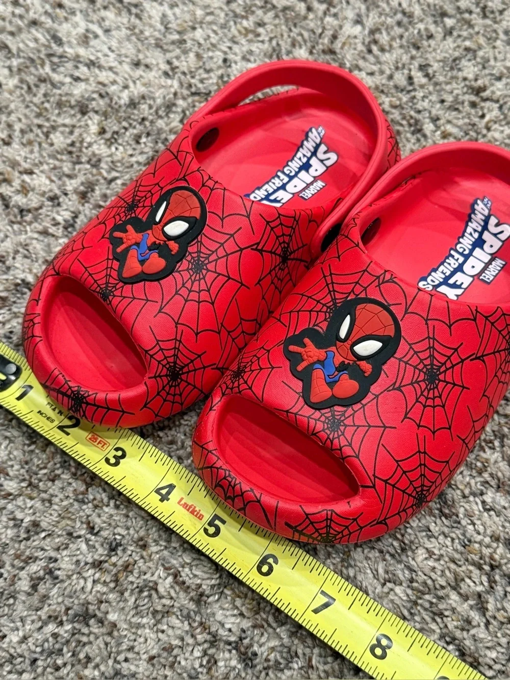 Marvel Red Spider-Man Kids Sandals with Web Design Sz 11 12